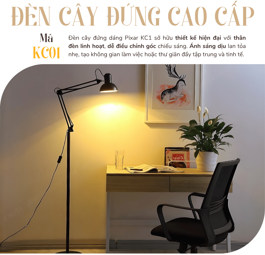 1. Đèn cây đứng mã KC01 có gì nổi bật?