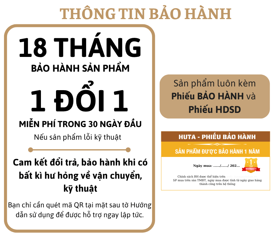 5. Chính sách bảo hành đèn ngủ để bàn HUTA