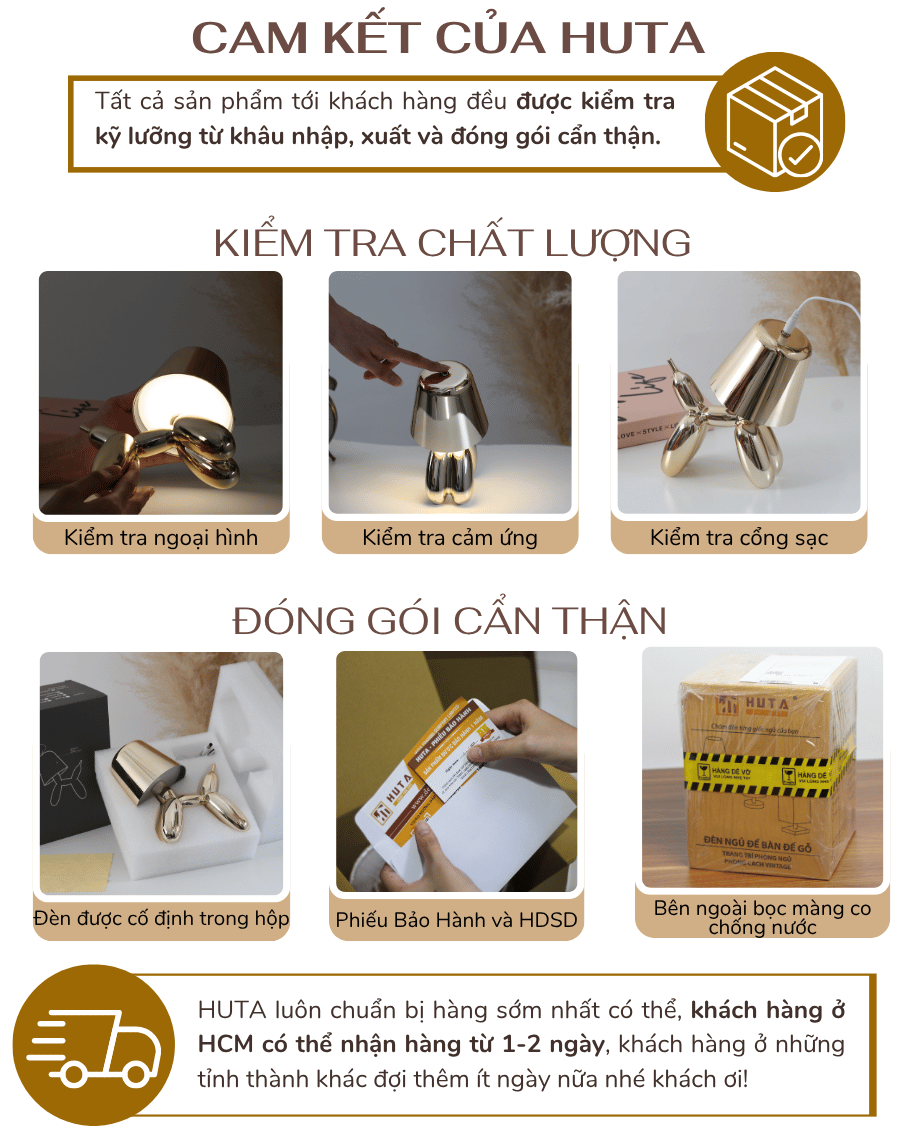 5. Chính sách bảo hành đèn bàn trang trí HUTA