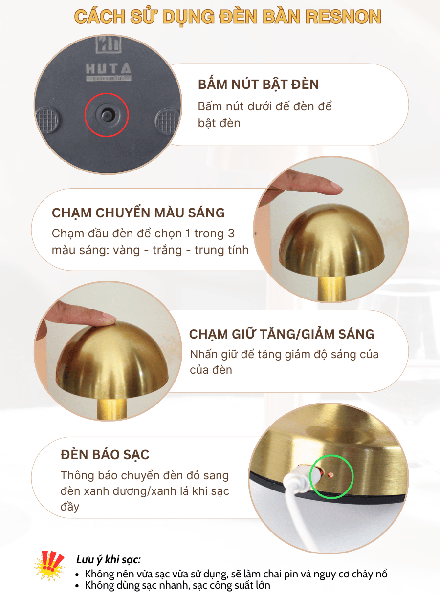 Đèn bàn LED quầy bar, nhà hàng RESNON có dễ sử dụng không?