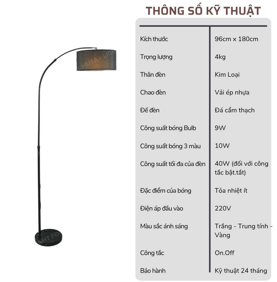 2. Thông số kĩ thuật đèn cây đứng mã KC01