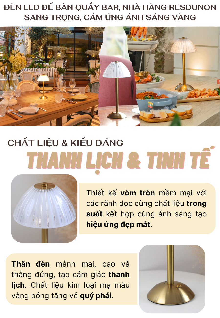 Đèn LED Quầy Bar Huta Light For Life RESDUNON Cảm Ứng Tích Điện, Điều Chỉnh Ánh Sáng Vàng