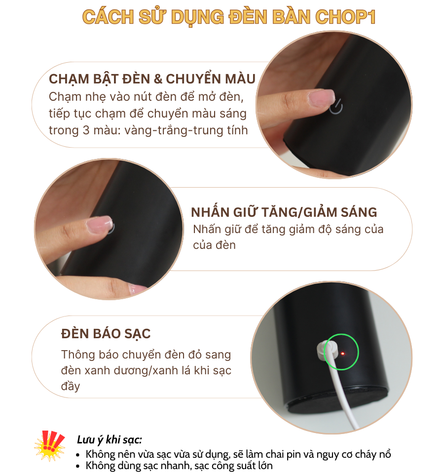 Đèn bàn LED quầy bar, nhà hàng CHOP1 có dễ sử dụng không?