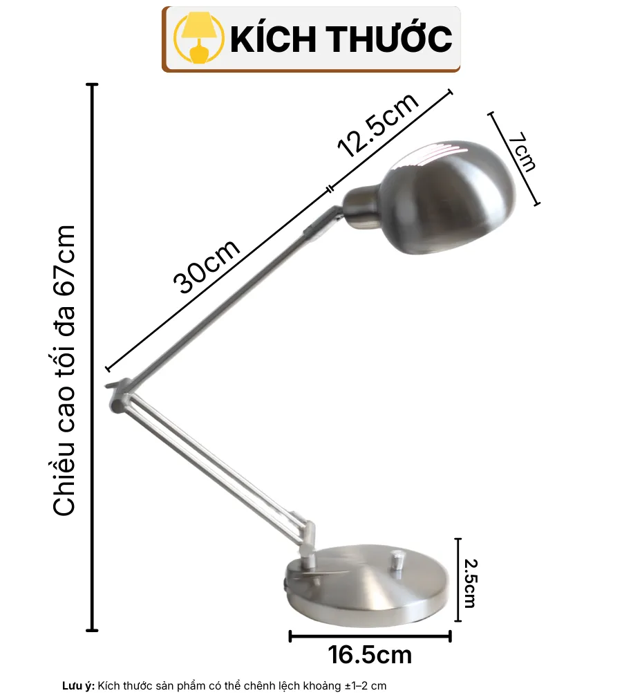 THÔNG SỐ KỸ THUẬT ĐÈN BÀN HỌC LVK3