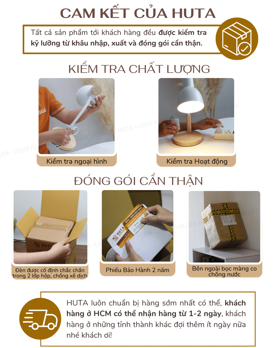 5. Chính sách bảo hành đèn bàn làm việc HUTA