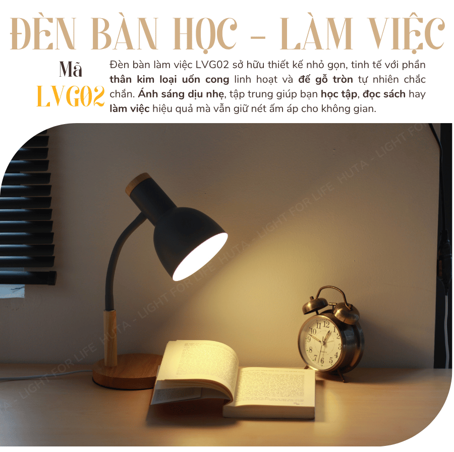 1. Đèn bàn làm việc mã LVG02 có gì nổi bật?