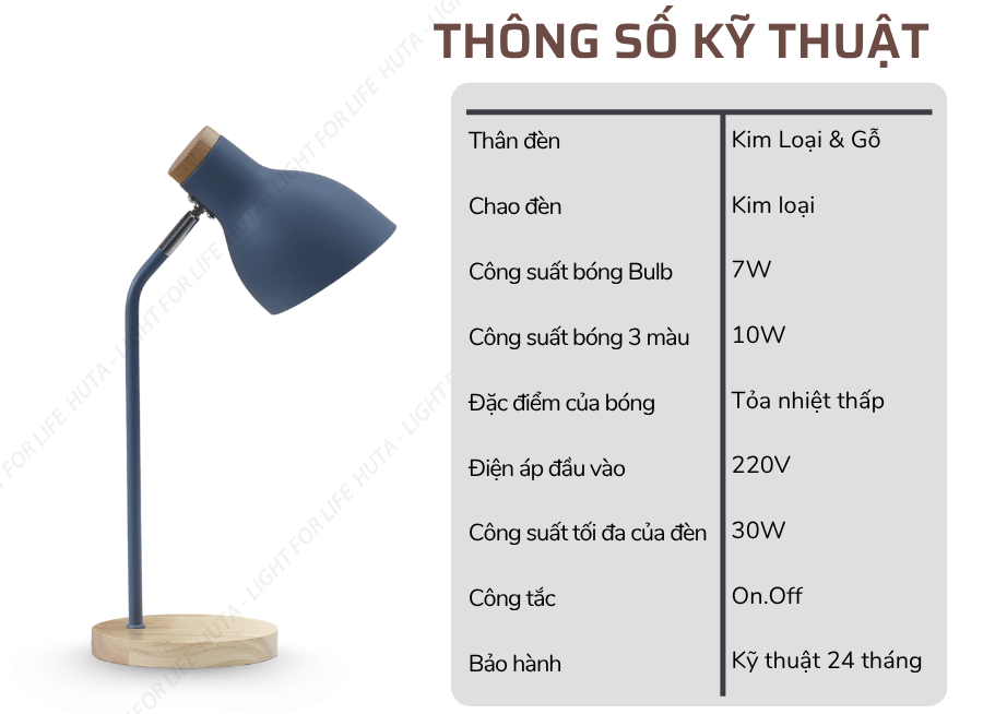 2. Thông số kĩ thuật đèn bàn học LVG01