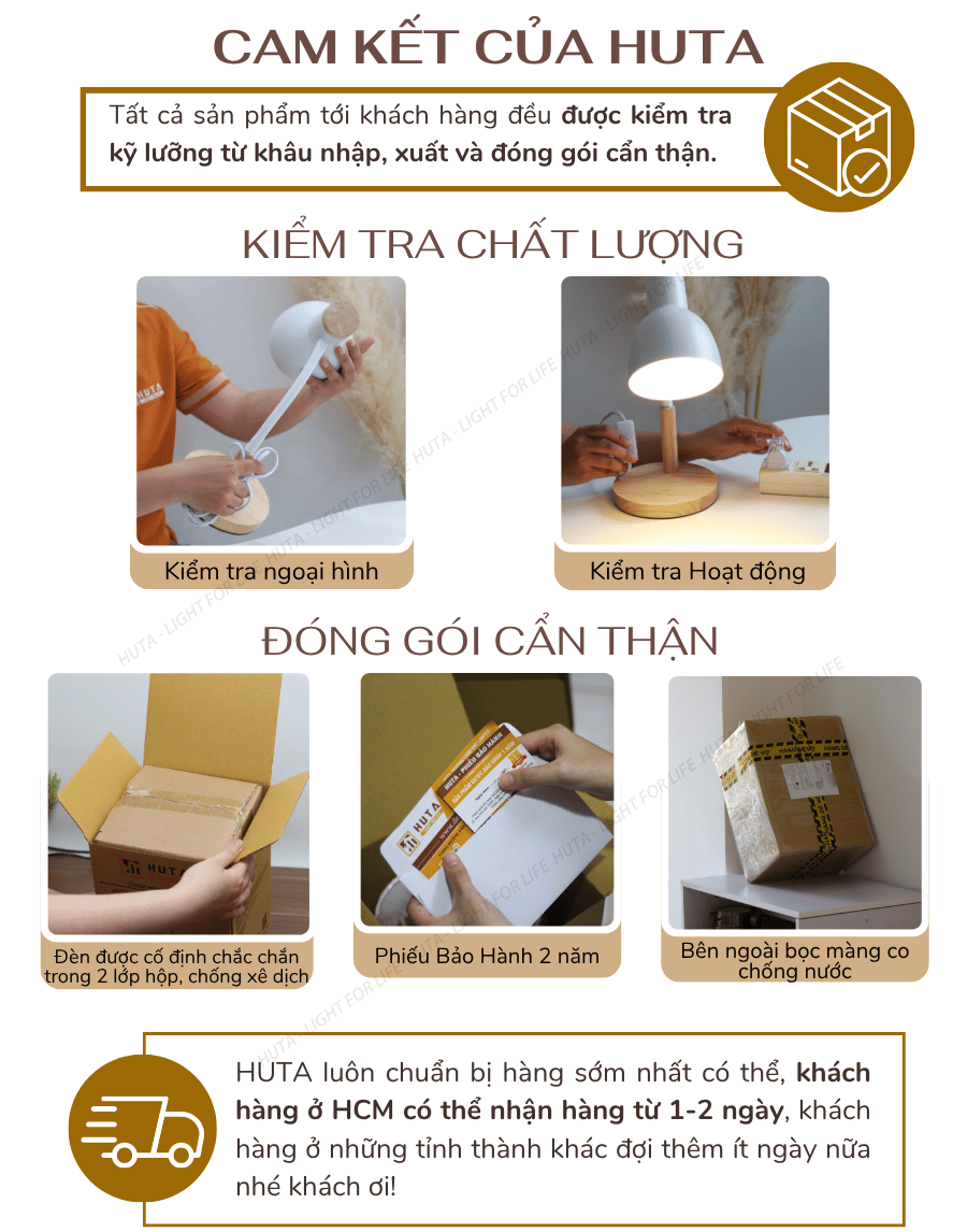 5. Chính sách bảo hành đèn bàn làm việc HUTA
