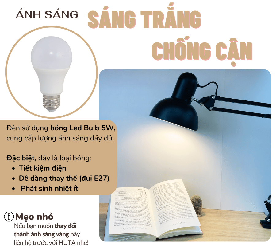 2. Thông số kĩ thuật đèn bàn làm việc K01