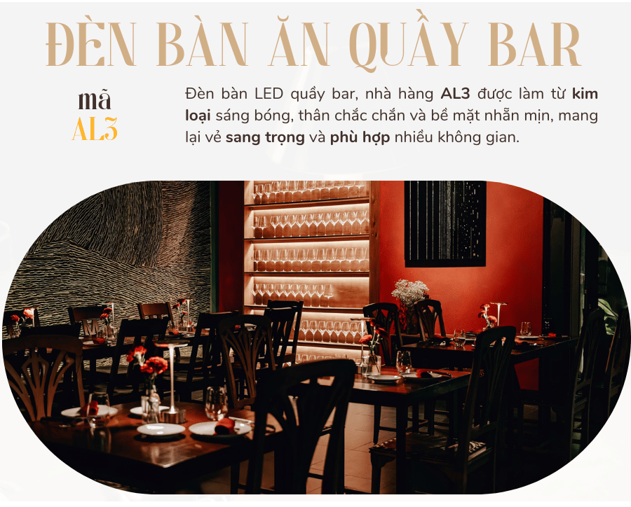 Đèn trang trí bàn ăn cho quán bar, nhà hàng và khách sạn AL3 cảm ứng hiện đại