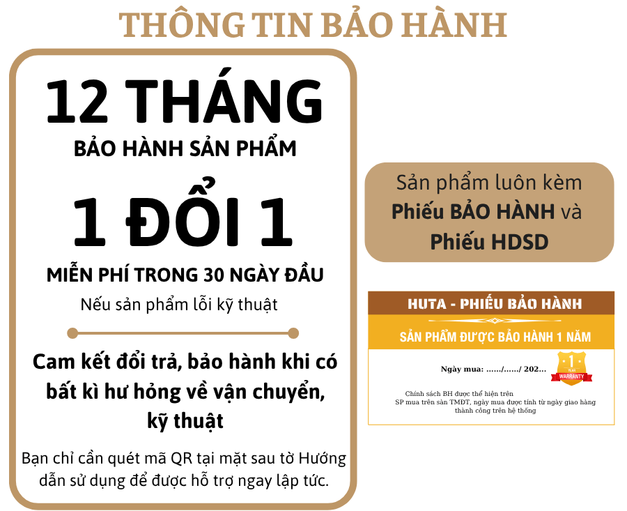5. Chính sách bảo hành đèn bàn làm việc HUTA