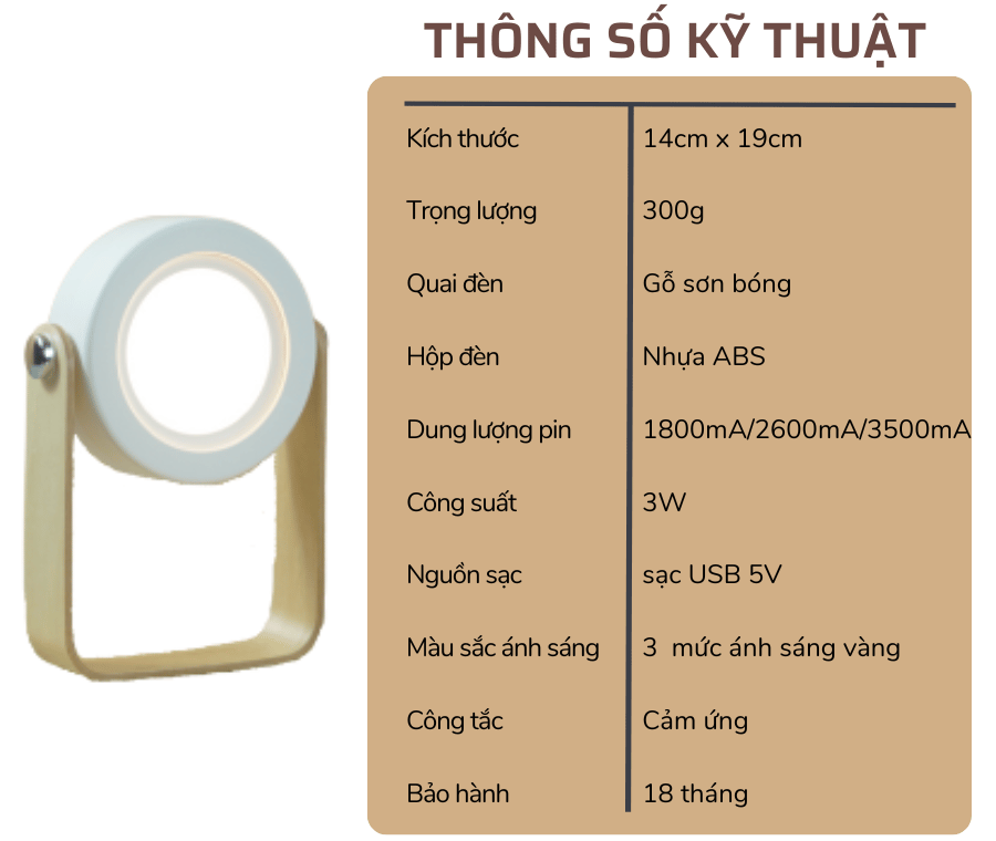 2. Thông số kĩ thuật đèn ngủ để bàn DS01