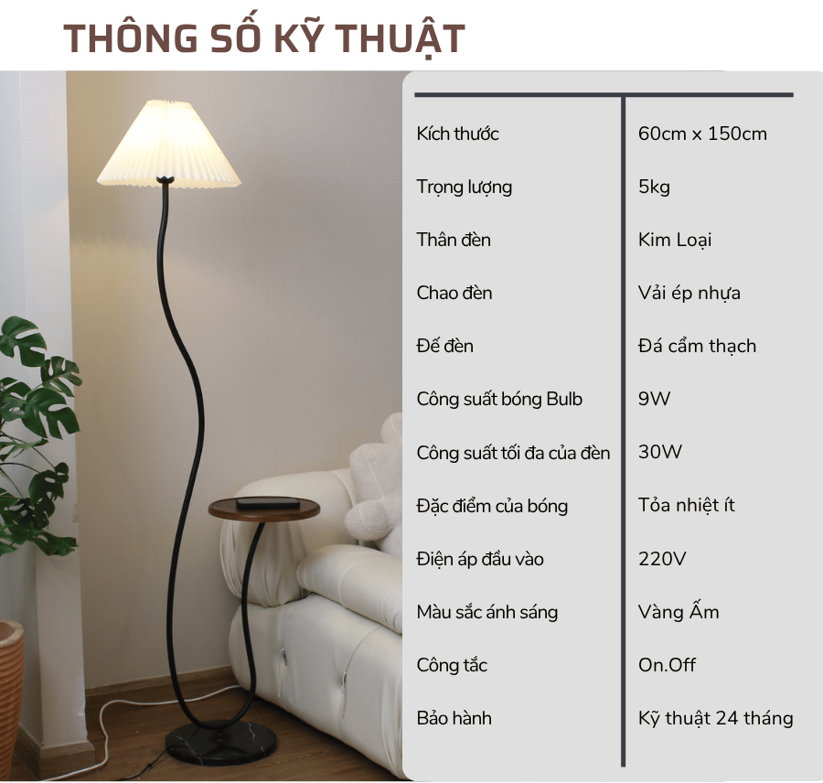 2. Thông số kĩ thuật đèn cây đứng mã KC10