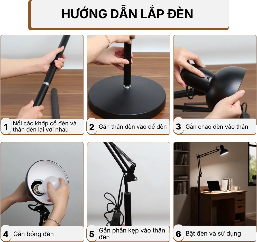 5. HƯỚNG DẪN LẮP RÁP ĐÈN CÂY ĐỨNG ĐÈN SÀN KC1