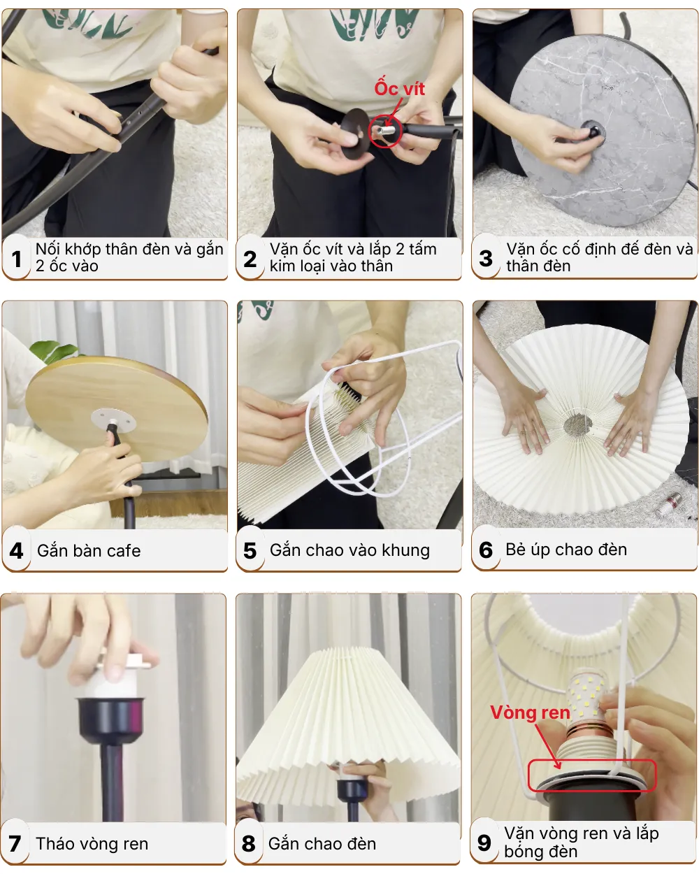 5. HƯỚNG DẪN LẮP RÁP ĐÈN CÂY ĐỨNG ĐÈN SÀN KC10