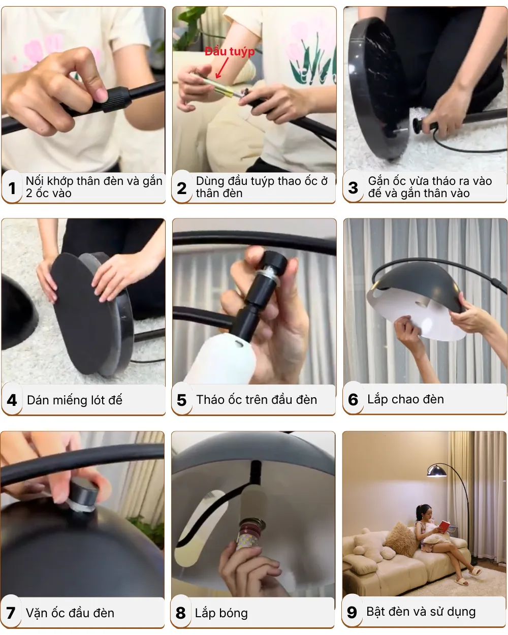 5. HƯỚNG DẪN LẮP RÁP ĐÈN CÂY ĐỨNG ĐÈN SÀN KC11