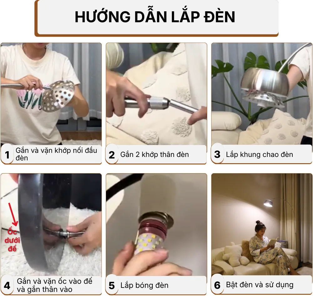 5. HƯỚNG DẪN LẮP RÁP ĐÈN CÂY ĐỨNG ĐÈN SÀN KC3