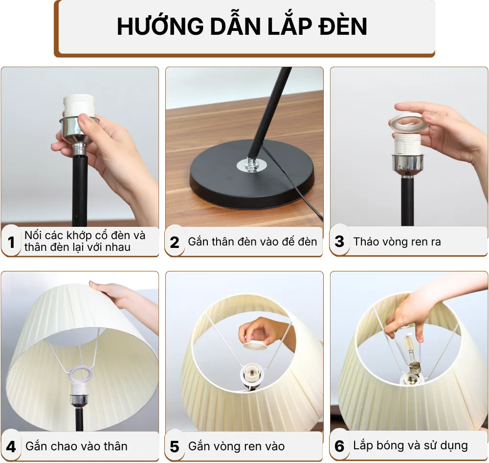 5. HƯỚNG DẪN LẮP RÁP ĐÈN CÂY ĐỨNG ĐÈN SÀN KT1