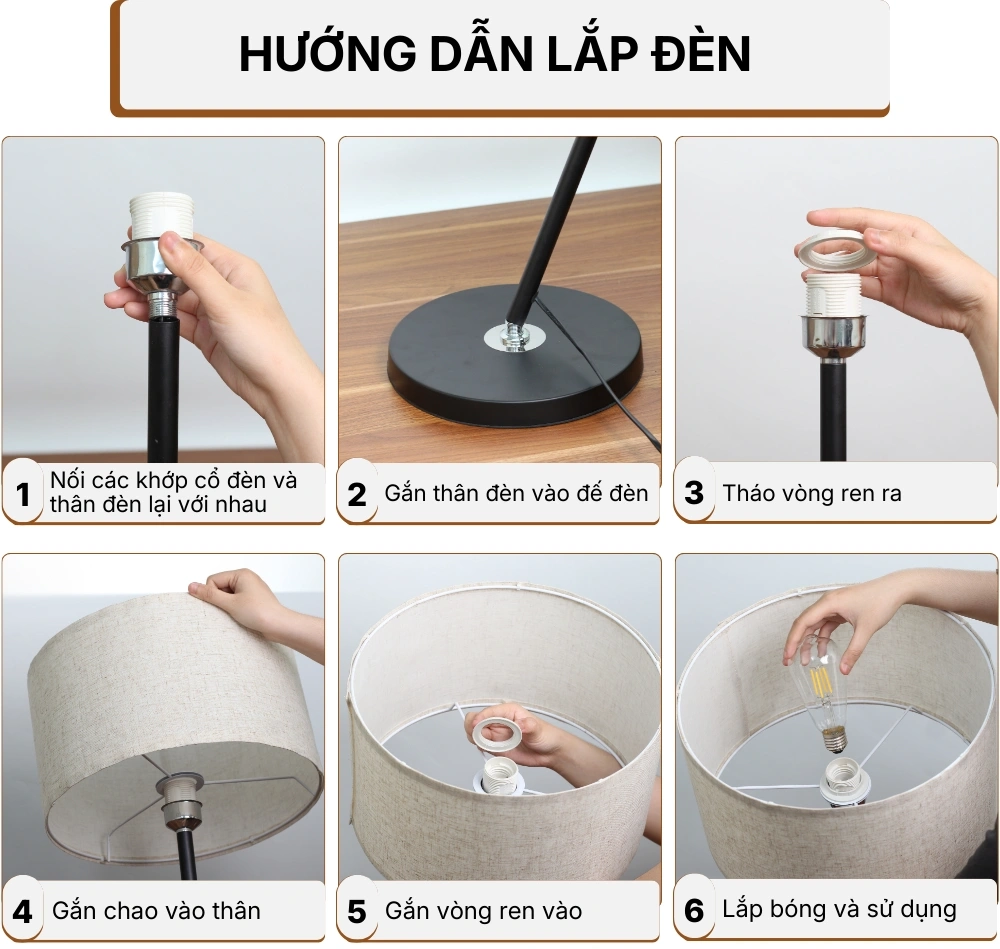 5. HƯỚNG DẪN LẮP RÁP ĐÈN CÂY ĐỨNG ĐÈN SÀN KT5