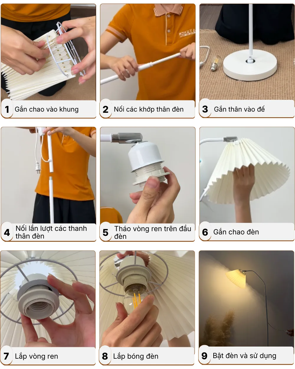 5. HƯỚNG DẪN LẮP RÁP ĐÈN CÂY ĐỨNG ĐÈN SÀN KT6