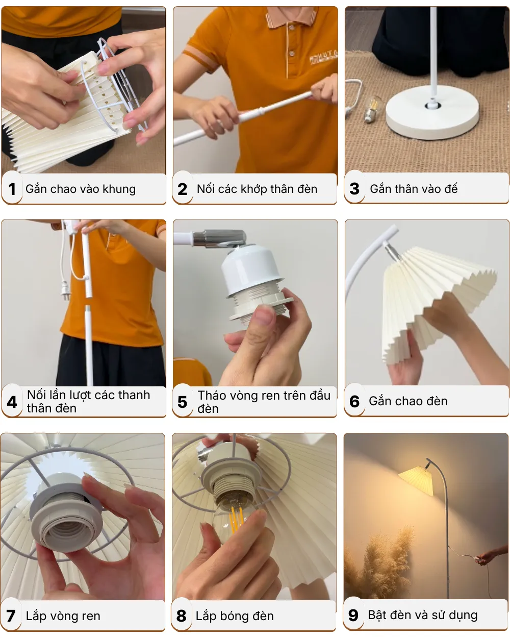 5. HƯỚNG DẪN LẮP RÁP ĐÈN CÂY ĐỨNG ĐÈN SÀN KT7