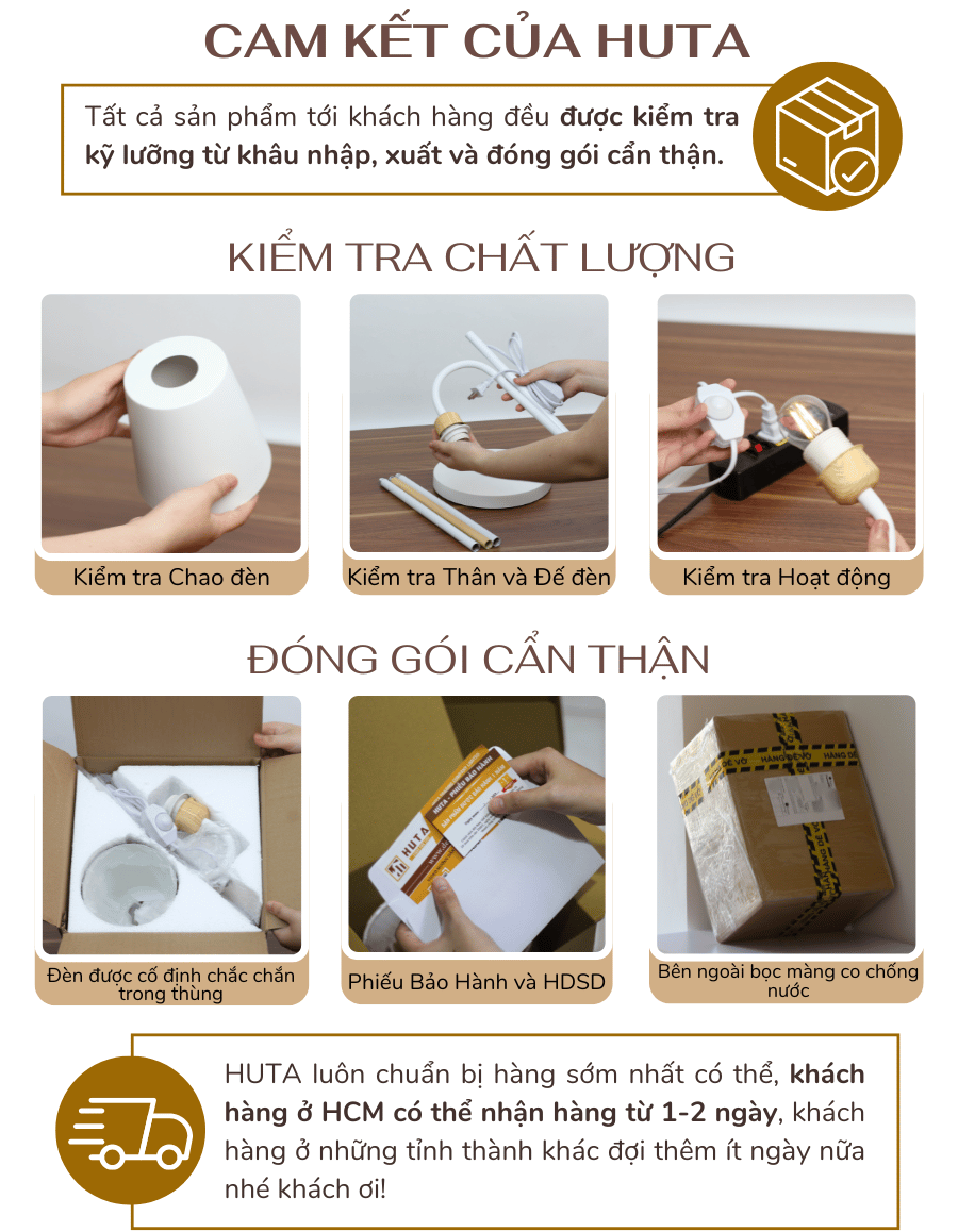 5. Chính sách bảo hành đèn cây đứng HUTA
