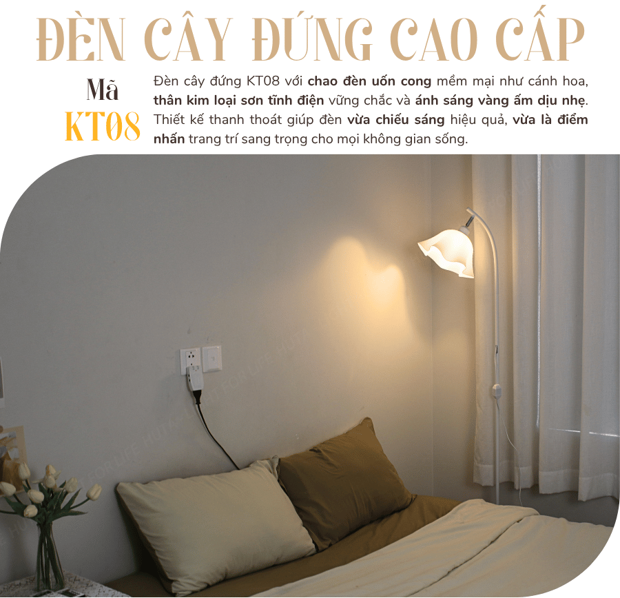 1. Đèn cây đứng mã KT08 có gì nổi bật?