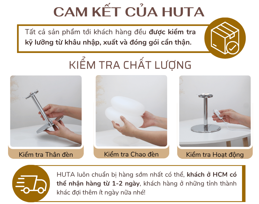 5. Chính sách bảo hành đèn bàn trang trí HUTA