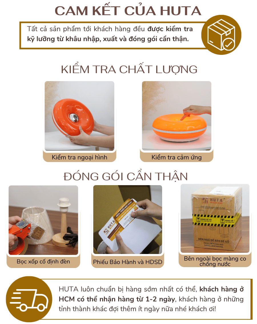 5. Chính sách bảo hành đèn bàn trang trí HUTA