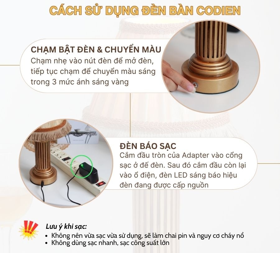 Đèn bàn ăn nhà hàng, quán bar CODIEN có dễ sử dụng không?