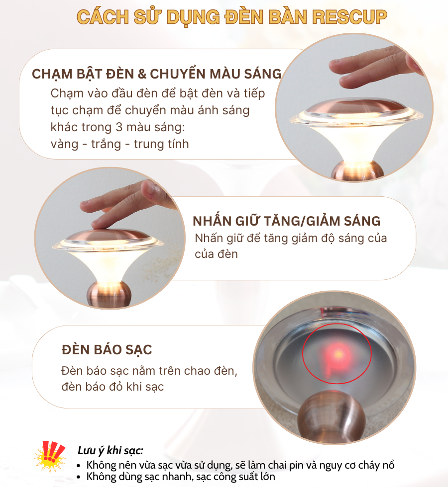 Đèn bàn LED quán bar, nhà hàng RESCUP có dễ sử dụng không