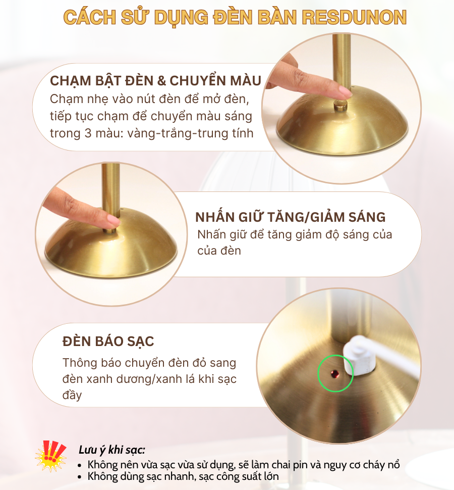 Đèn bàn LED quầy bar, nhà hàng RESDUNON có dễ sử dụng không