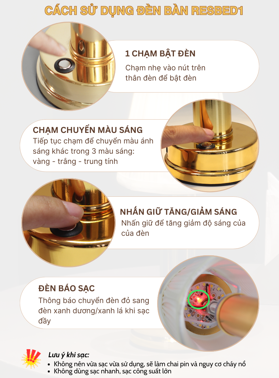 Đèn bàn LED quán bar, nhà hàng RESBED1 có dễ sử dụng không?