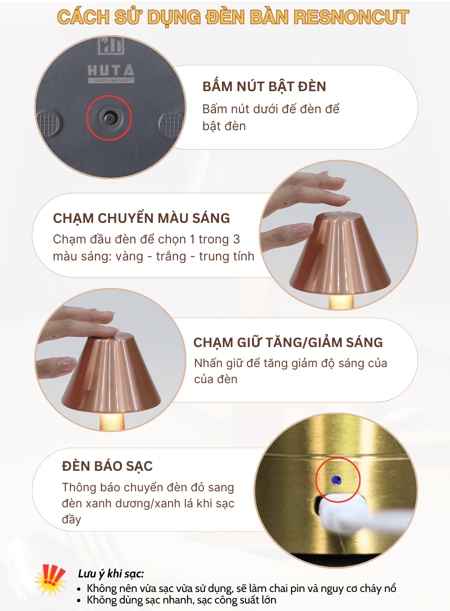 Đèn bàn LED quầy bar, nhà hàng RESNONCUT có dễ sử dụng không