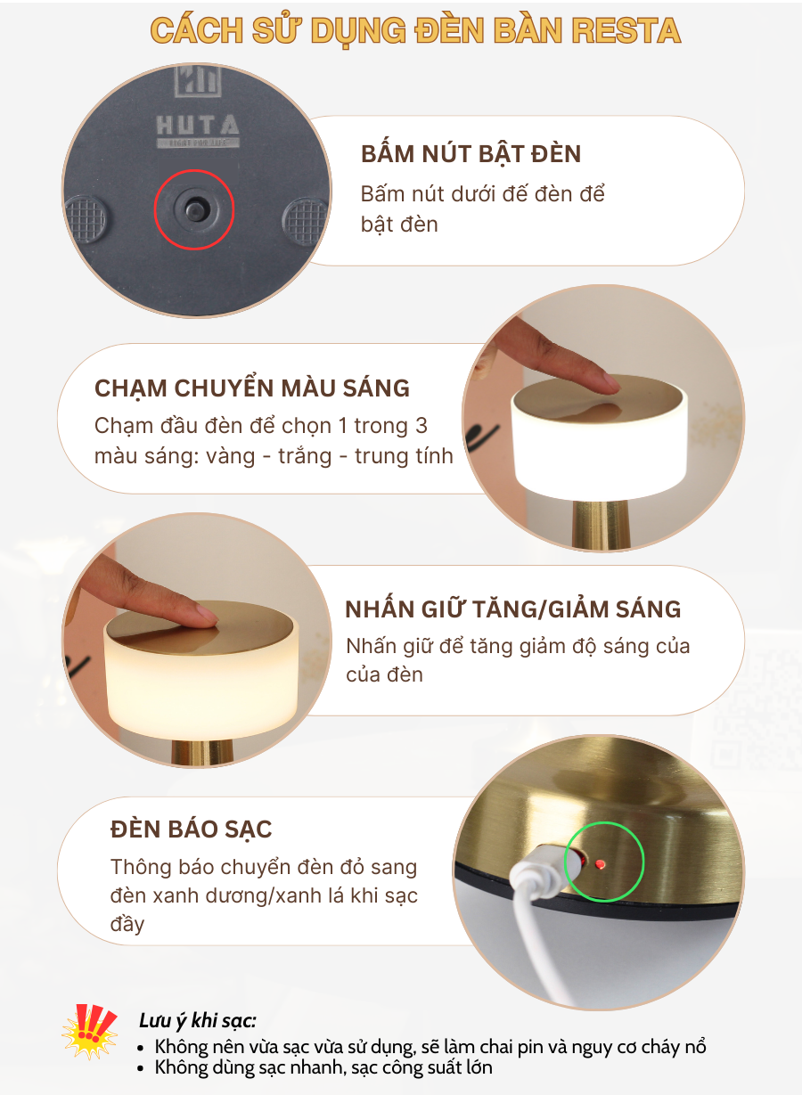 Đèn bàn LED quầy bar, nhà hàng RESTA có dễ sử dụng không?