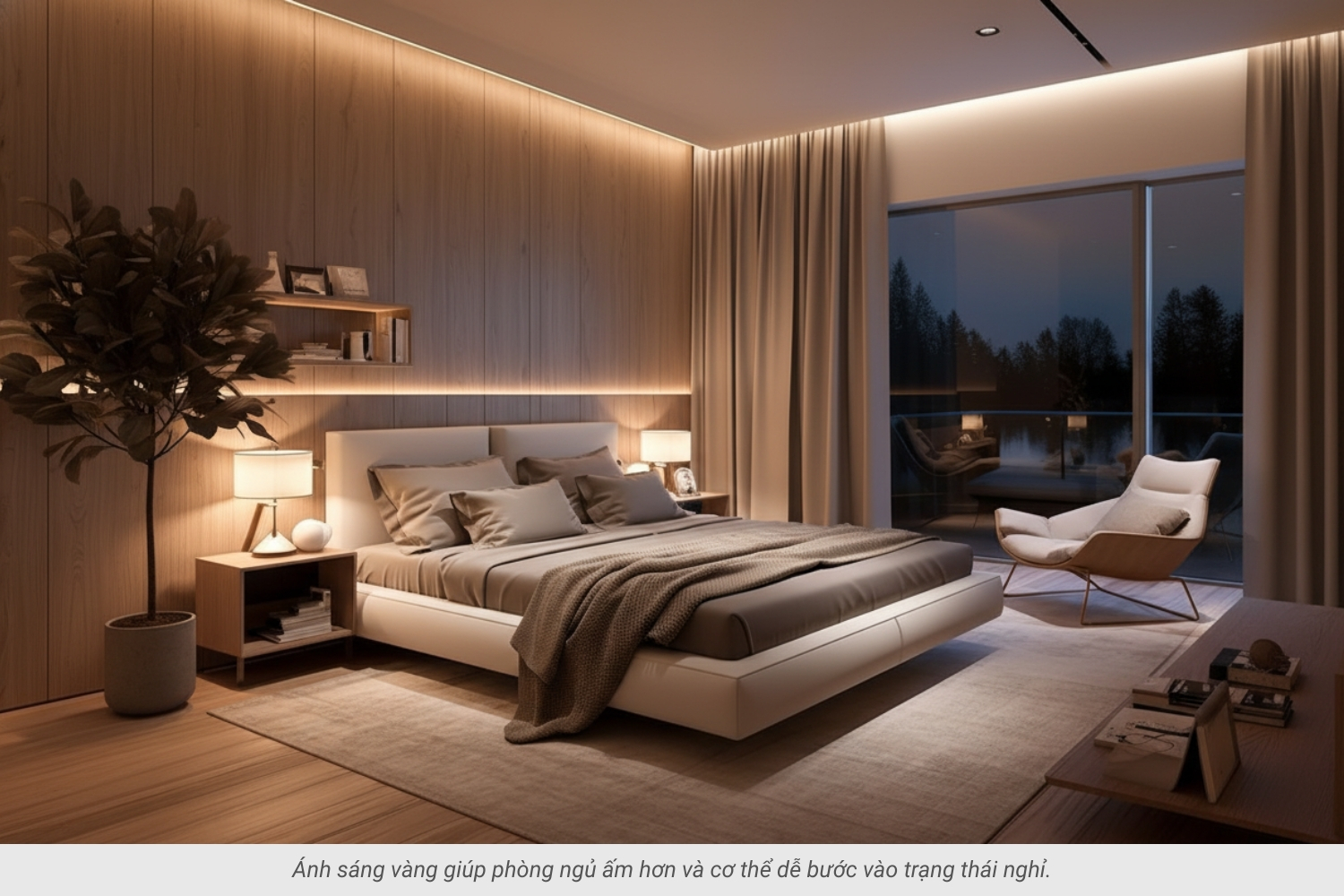 1. Vai trò của ánh sáng vàng trong phòng ngủ