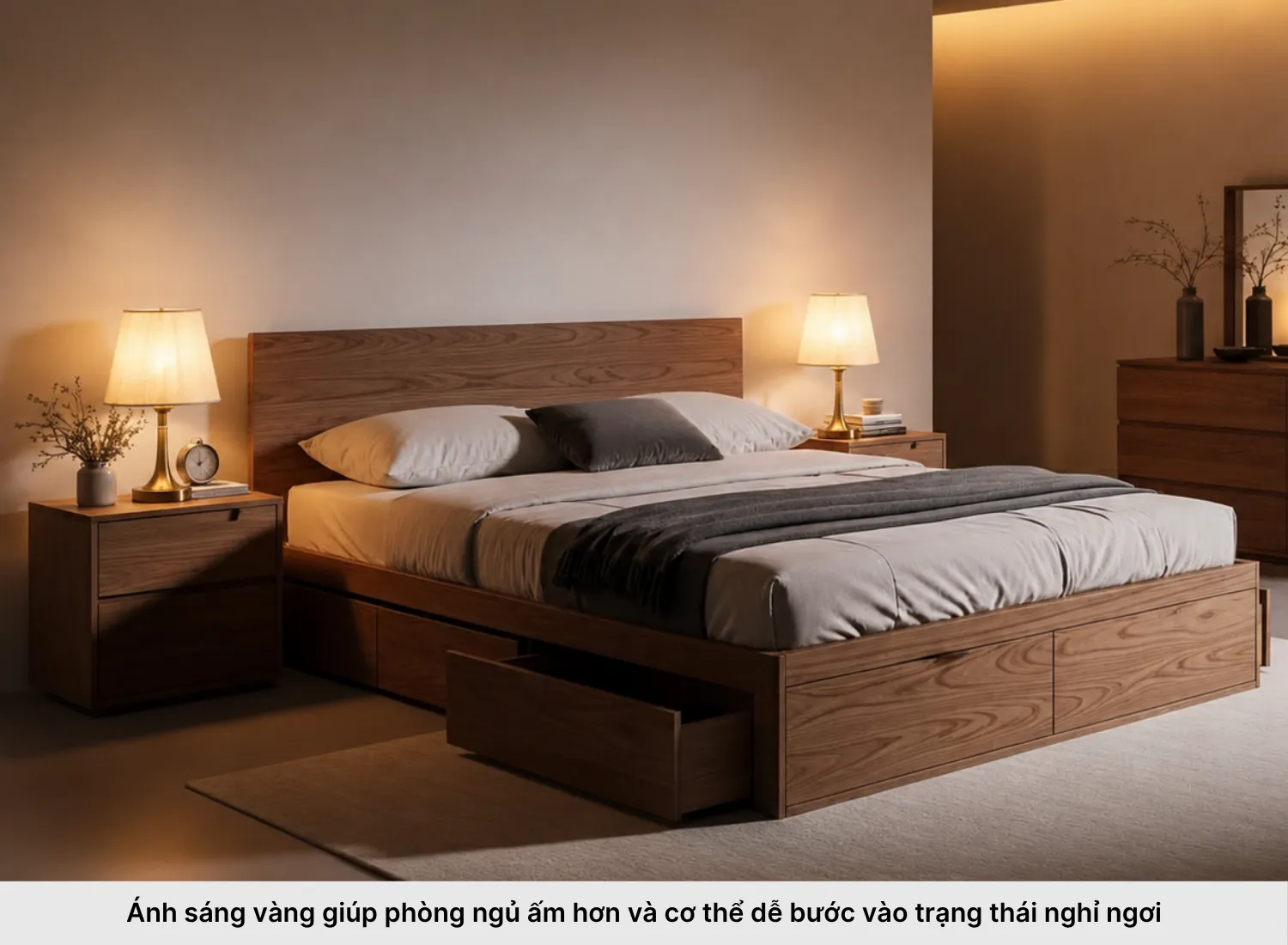 1. Vai trò của ánh sáng vàng trong phòng ngủ