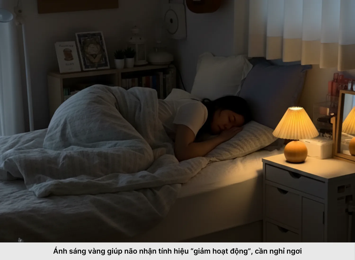 2. Đèn ngủ ánh sáng vàng theo cơ chế ảnh hưởng nhịp sinh học