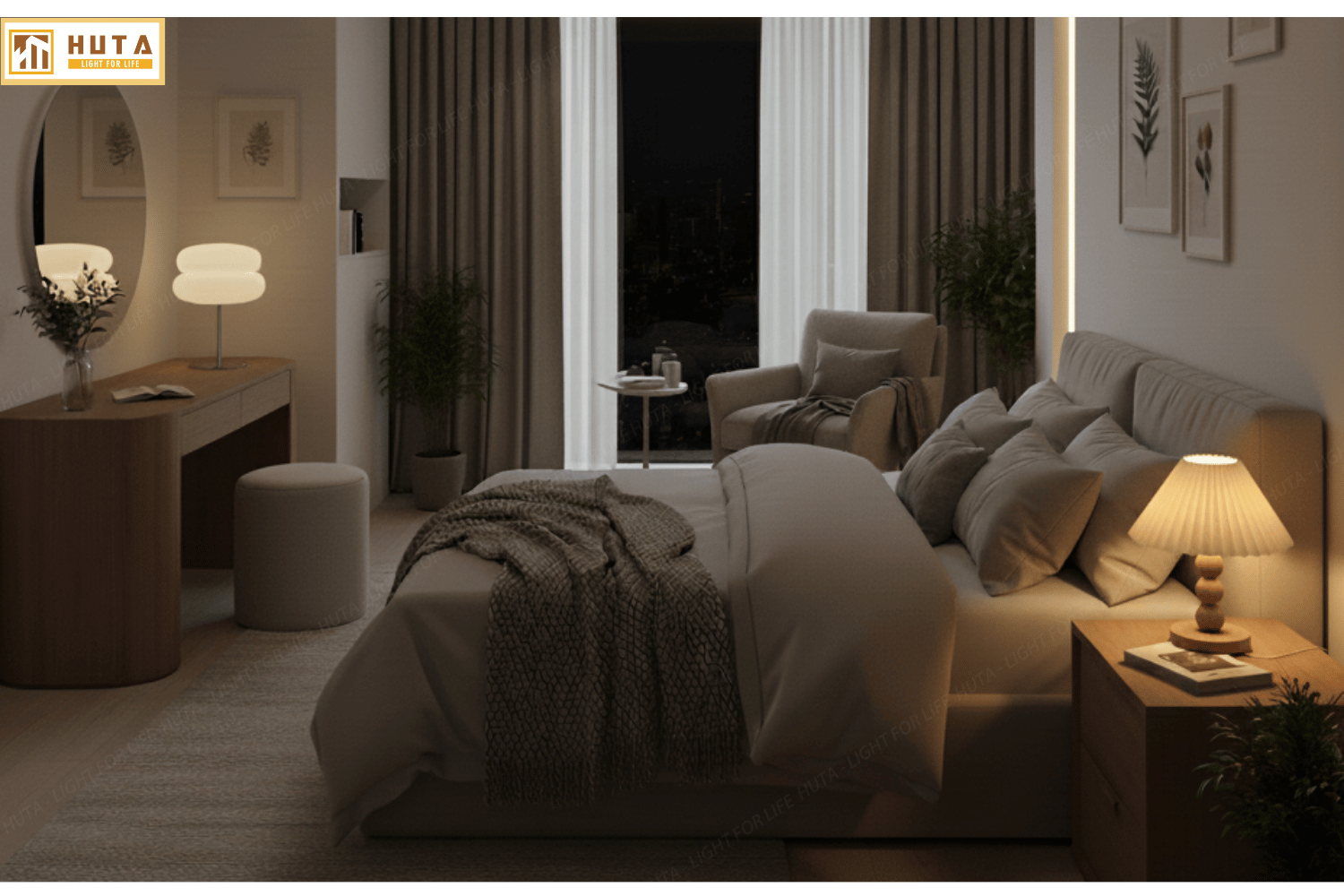 1. Vai trò của đèn ngủ để bàn và đèn bàn décor trong không gian sống hiện đại