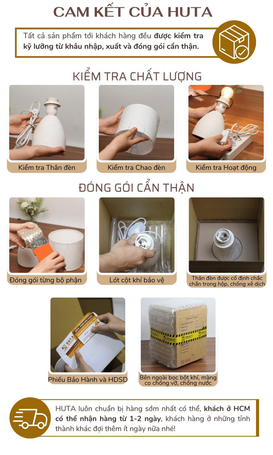 5. Chính sách bảo hành đèn ngủ để bàn HUTA