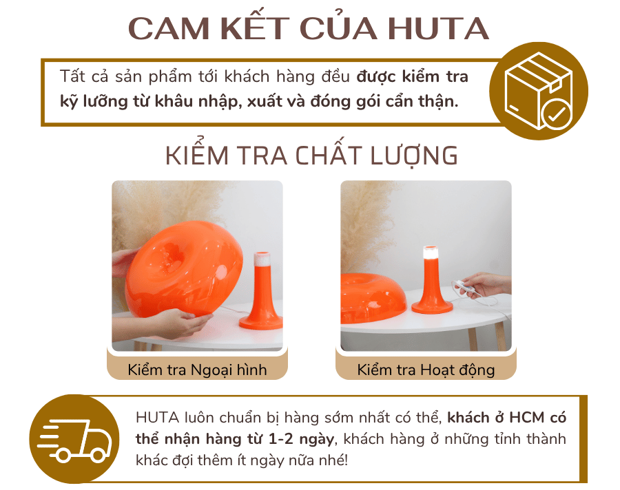 5. Chính sách bảo hành đèn bàn trang trí HUTA