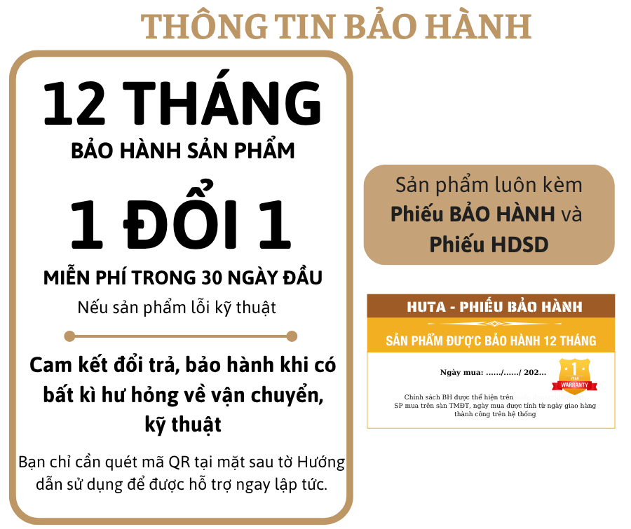 5. Chính sách bảo hành đèn bàn trang trí HUTA