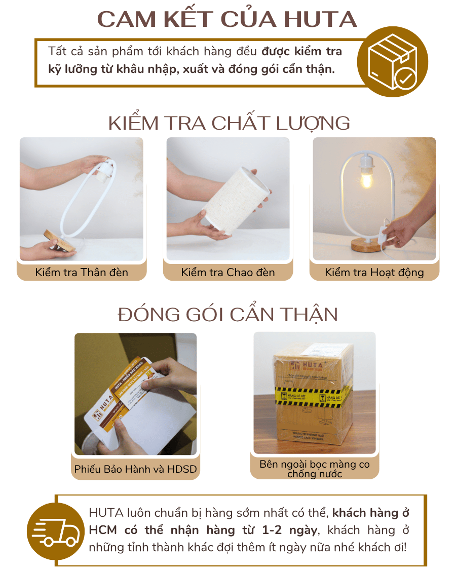 5. Chính sách bảo hành đèn ngủ để bàn HUTA