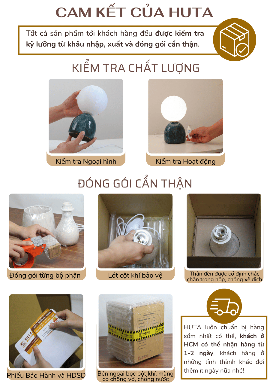 5. Chính sách bảo hành đèn ngủ để bàn HUTA