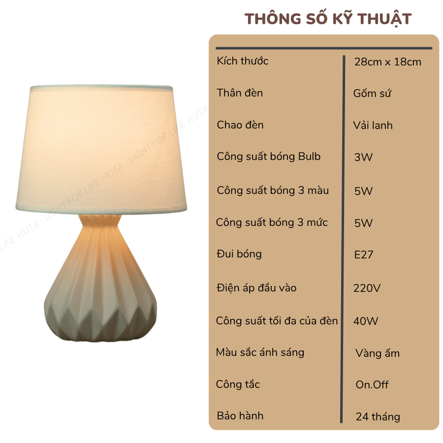 2. Thông số kĩ thuật đèn ngủ để bàn mã S13