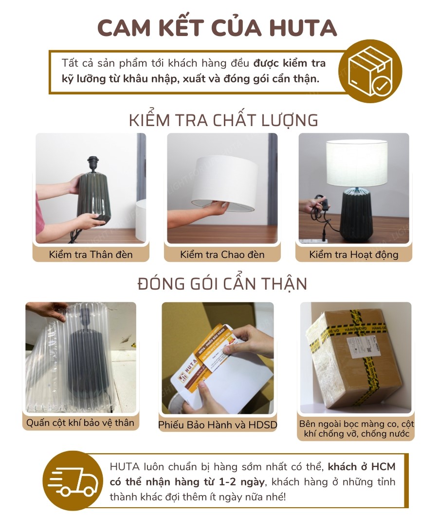 5. Chính sách bảo hành đèn ngủ để bàn HUTA