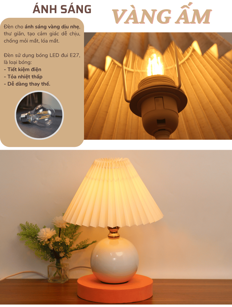 2. Thông số kĩ thuật đèn ngủ để bàn mã S8T8