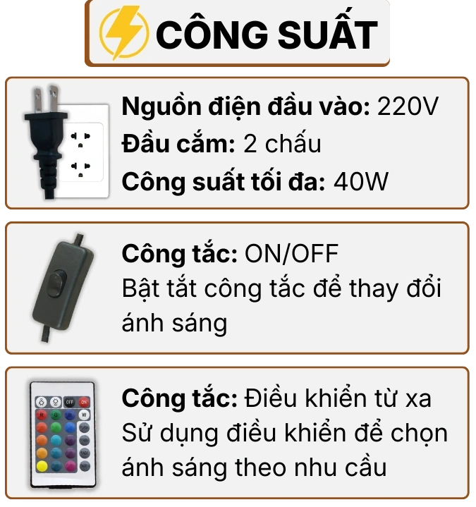 THÔNG SỐ KỸ THUẬT ĐÈN NGỦ ĐỂ BÀN G6