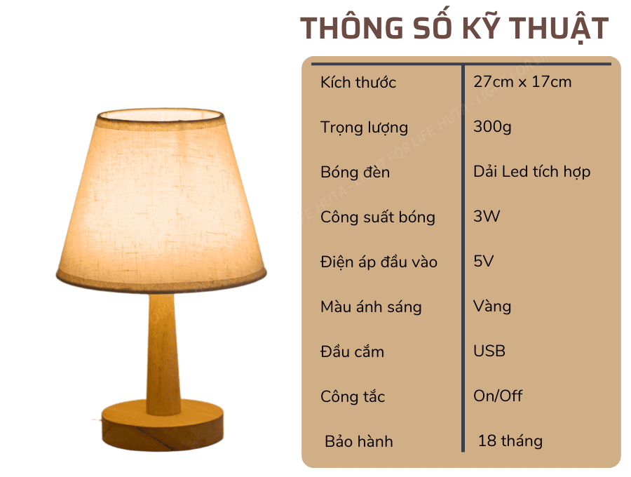 2. Thông số kĩ thuật đèn ngủ để bàn mã G2S
