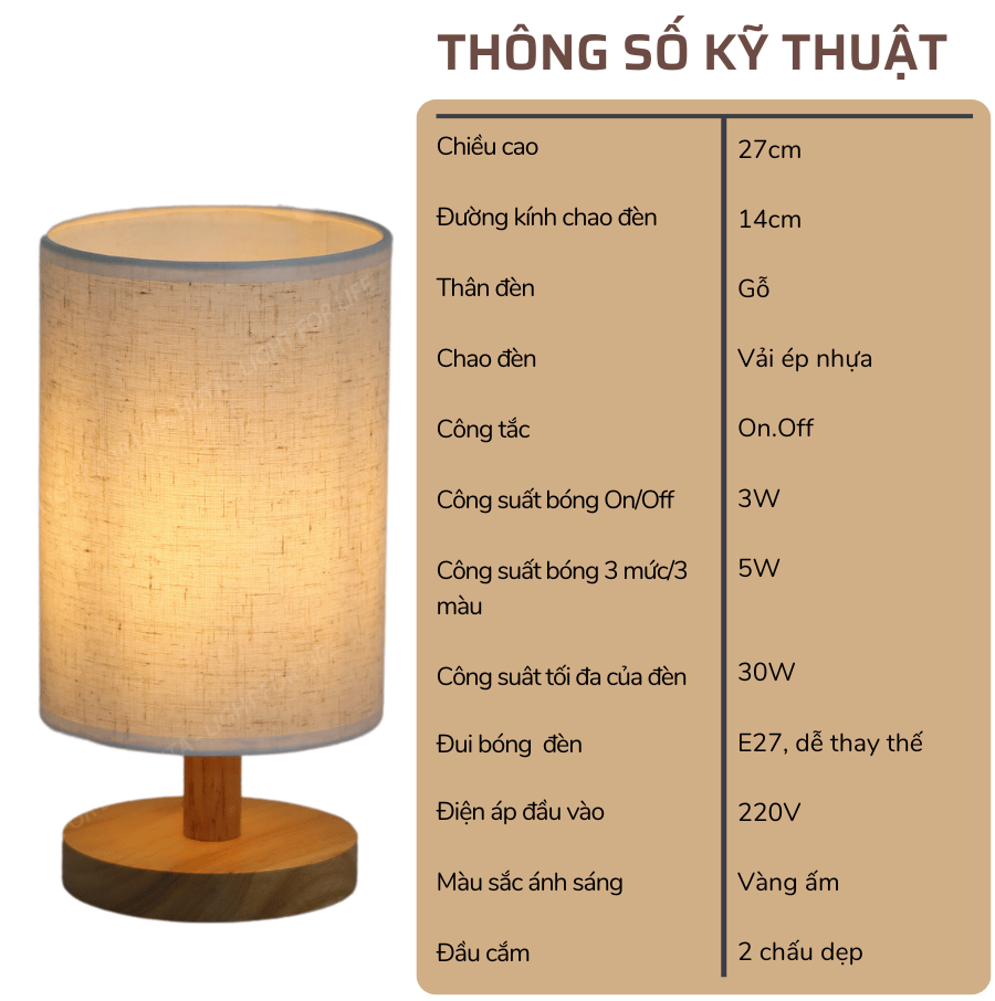 2. Thông số kĩ thuật đèn ngủ để bàn mã G1